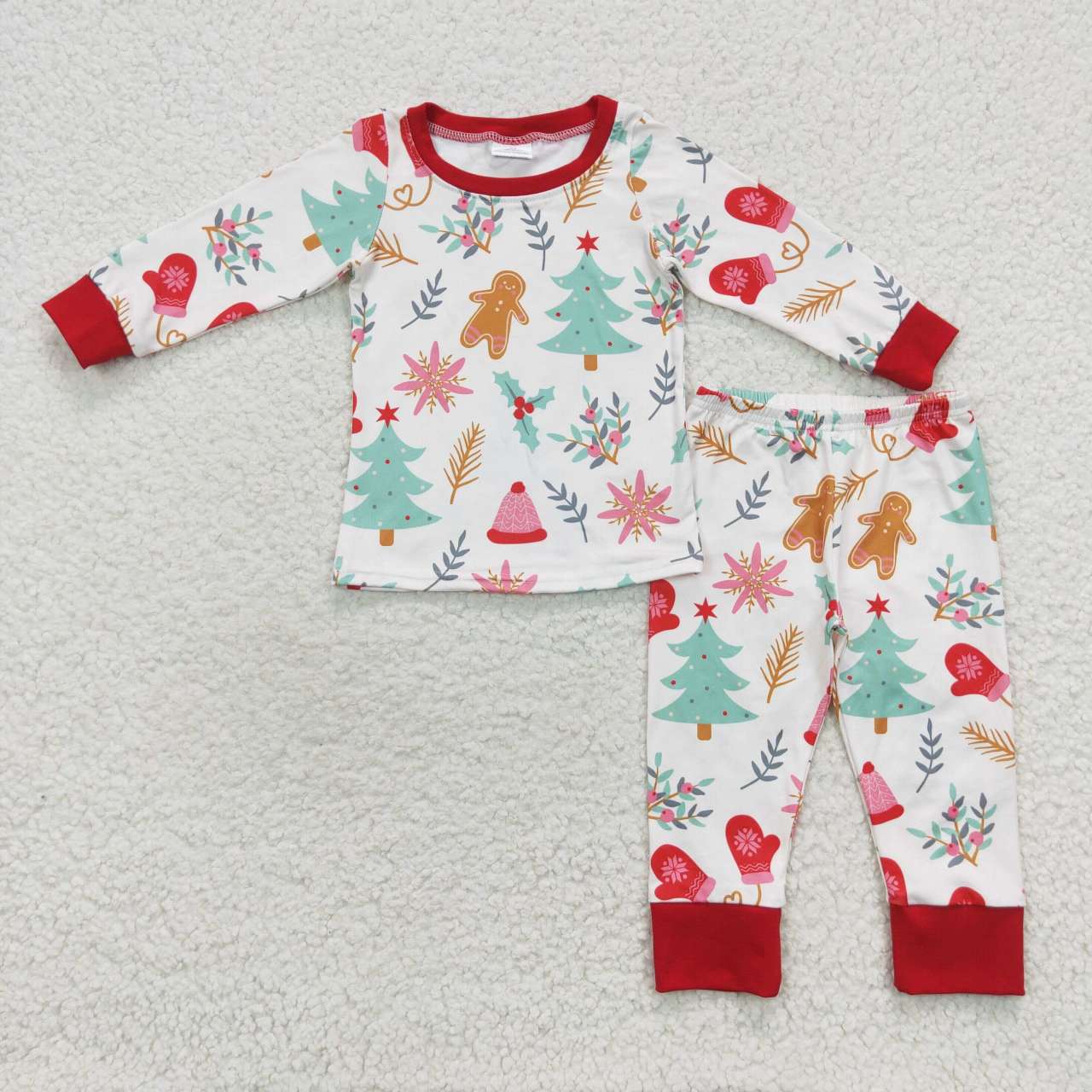 RTS NO MOQ（In Stock) BLP0264 Boys Christmas Tree Gingerbread Man Long Sleeve Pant Set