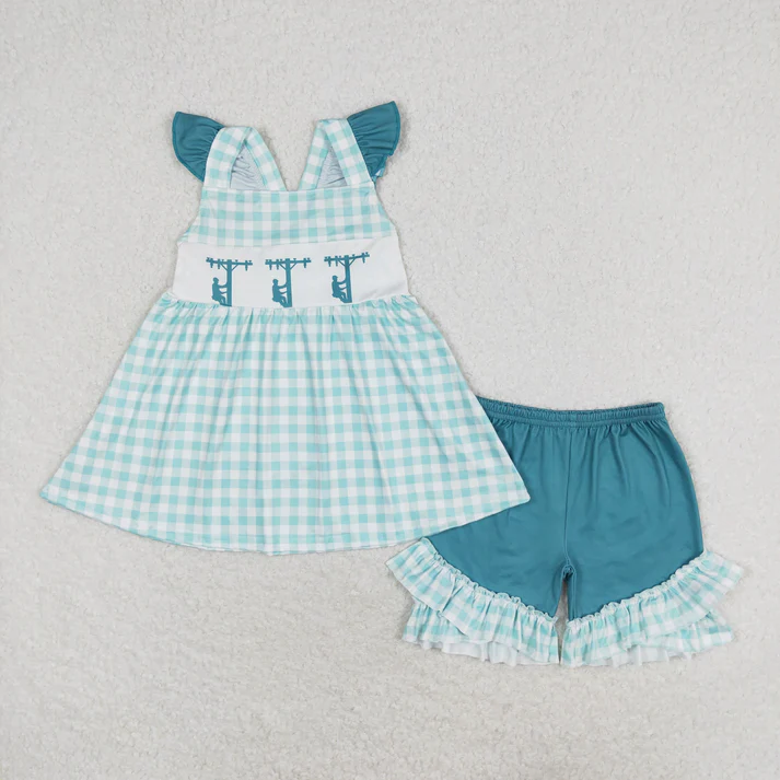 RTS NO MOQ Match design Baby Girls Baby Girls Boys Sibling Line Workers Summer Rompers Clothes Sets