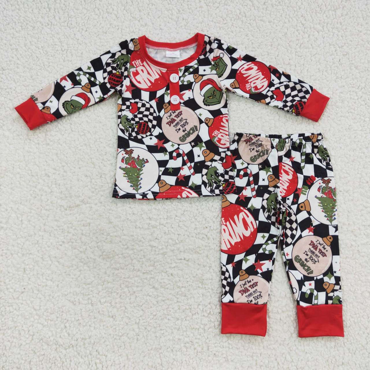 BLP0208 Cute Clothes Boys black and white checkered long-sleeved trouser suit
