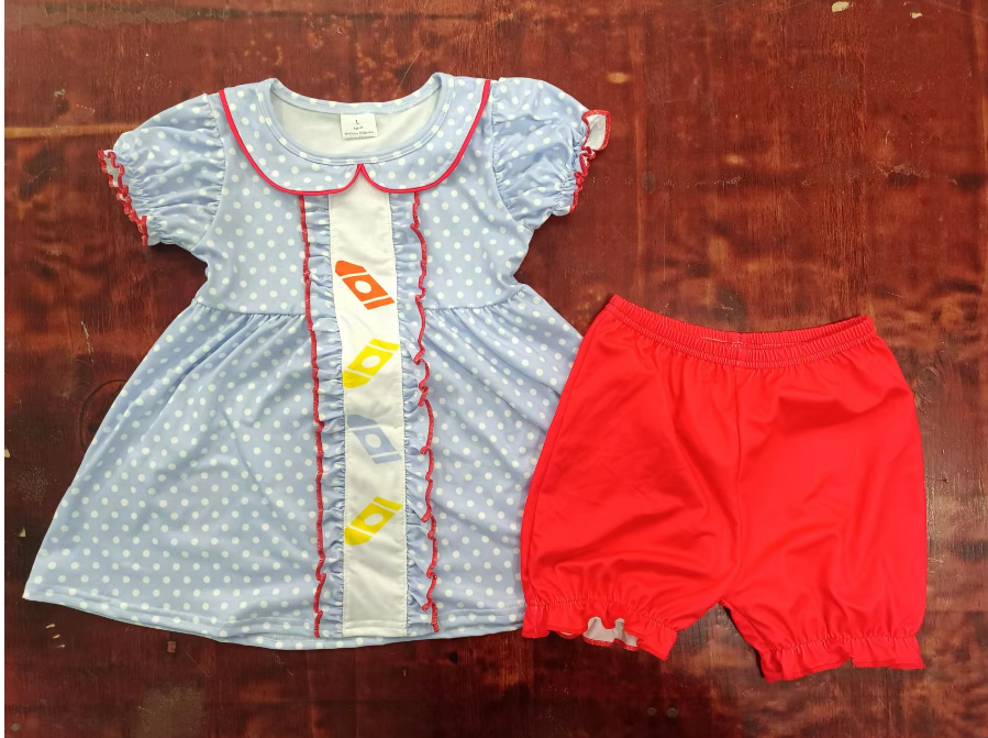 custom moq 3 eta 5weeks Summer Summer pencil short sleeve shorts girls suit