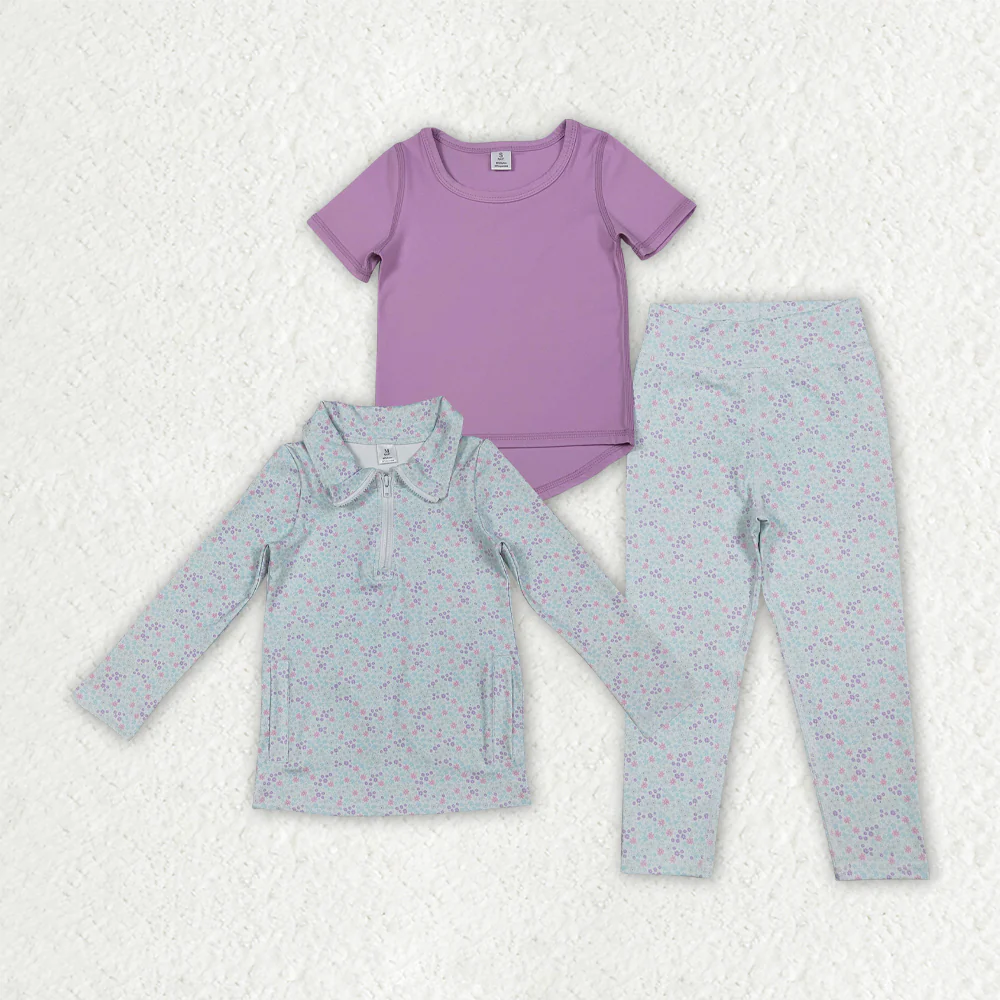 RTS NO MOQ Sibling Baby girl clothes yoga short-sleeved pants sets and top