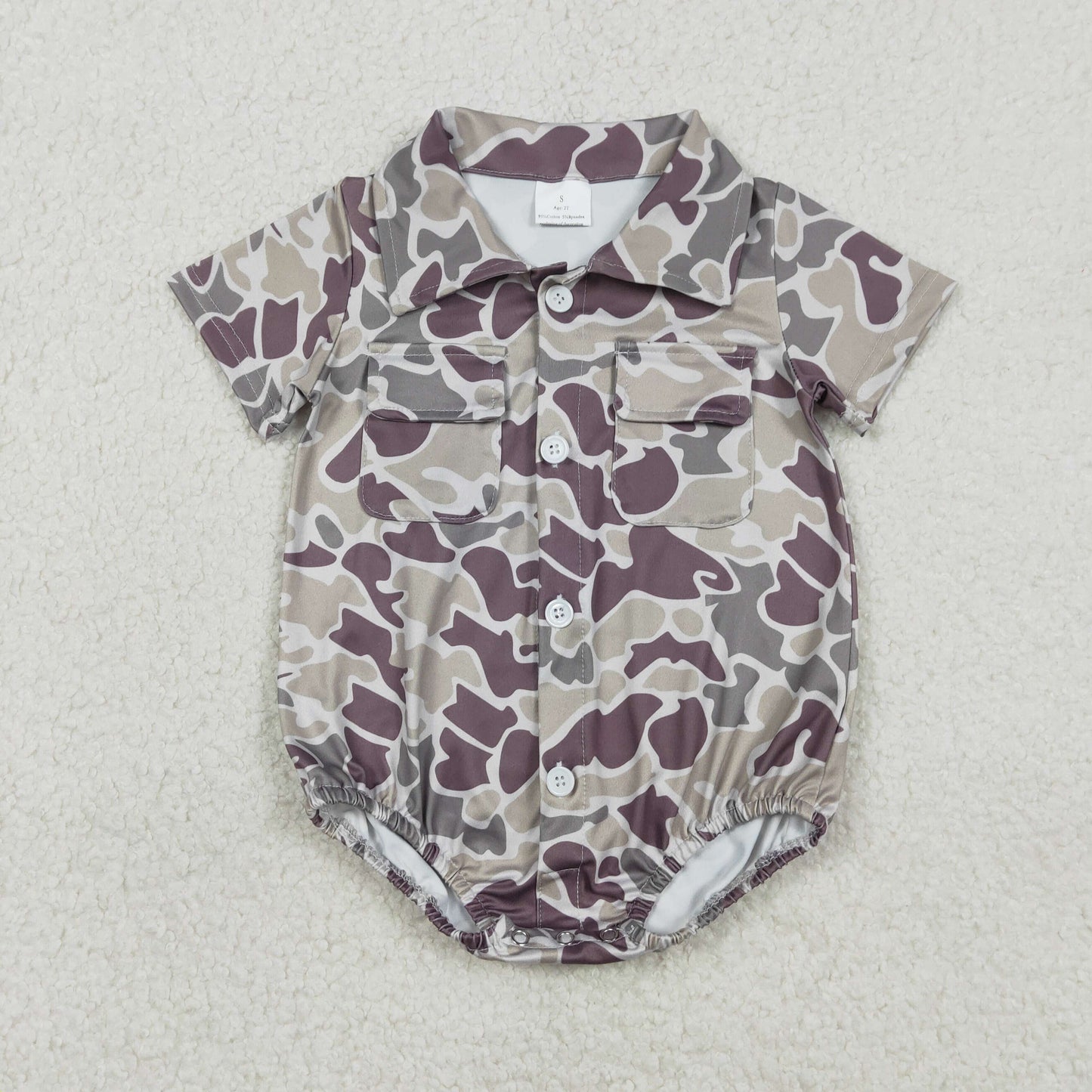 RTS NO MOQ（In Stock) SR3652 Camouflage Pocket Button-Up Collar Short-Sleeve Jumpsuit