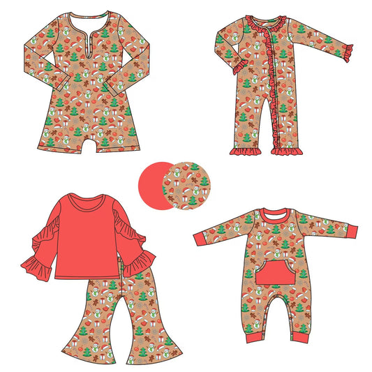 Custom moq 5 each style eta 6-7weeks baby girl clothes Christmas long sleeve pants set and jumpsuit and romper 2-25.8.29