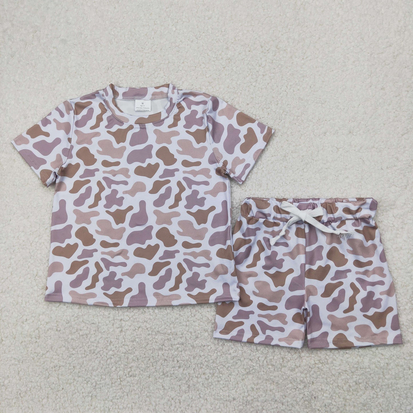 RTS NO MOQ GSSO1725 Gray camouflage short-sleeved shorts set
