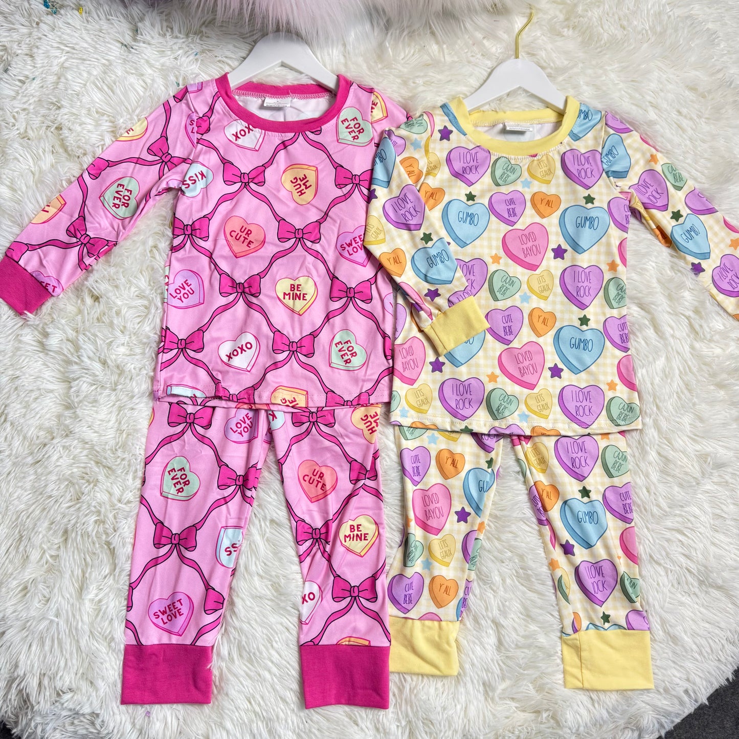 RTS NO MOQ Sibling Baby girls Clothes Valentine long-sleeved pants sets