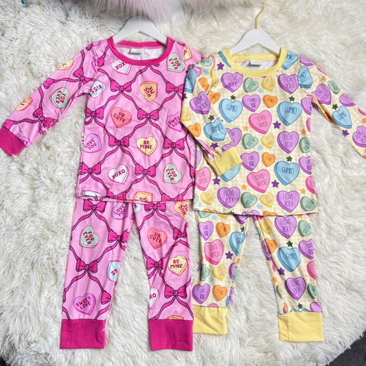 RTS NO MOQ Sibling Baby girls Clothes Valentine long-sleeved pants sets