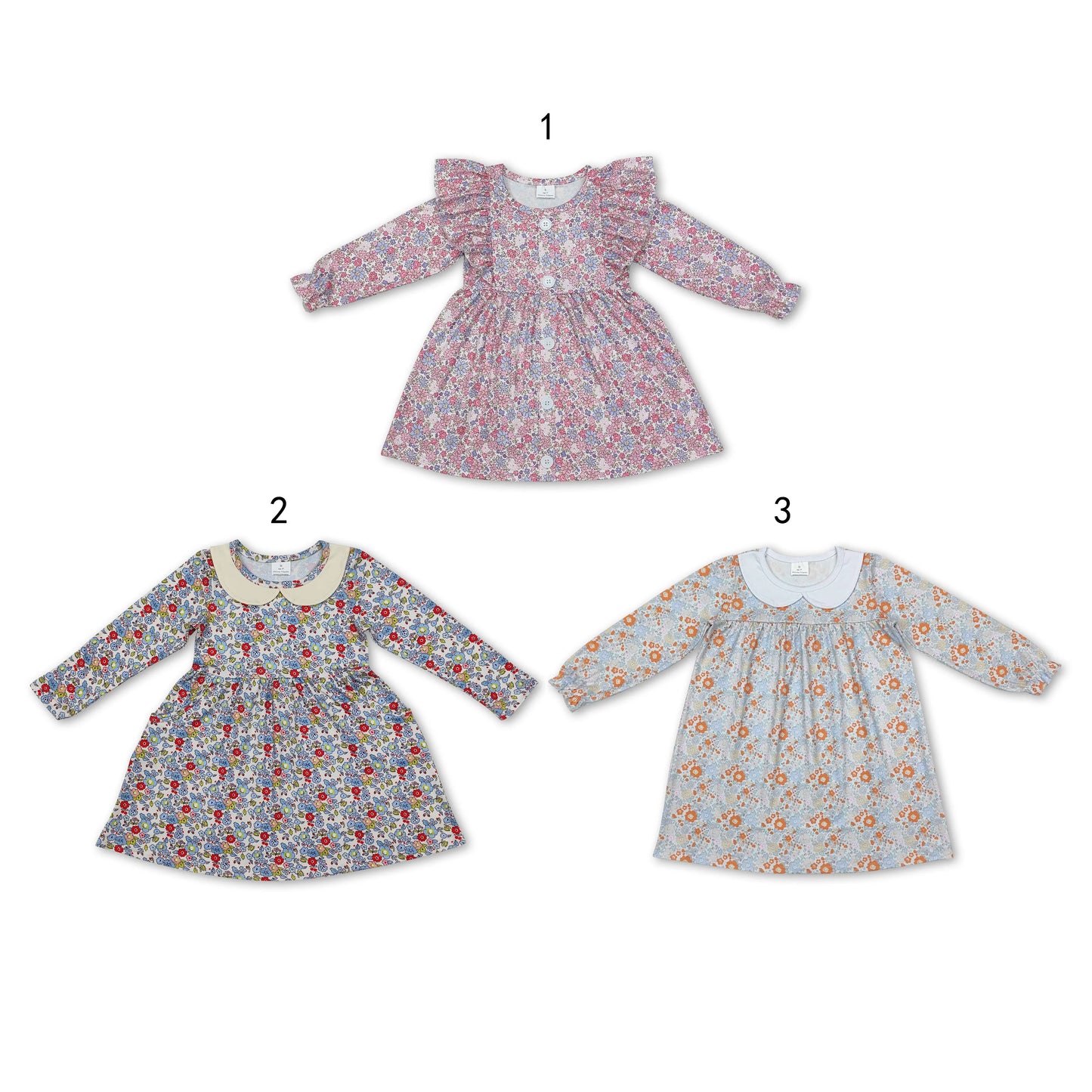 RTS NO MOQ Baby Girl Clothes long-sleeved dresses