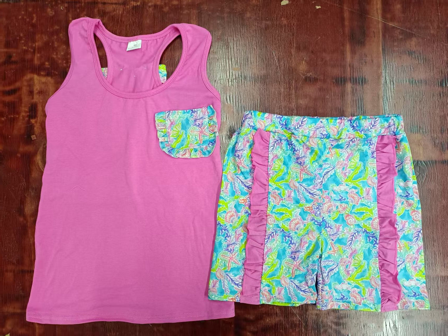 Custom moq 3 eta 6-7weeks baby girls clothes floral sleeveless shorts sets