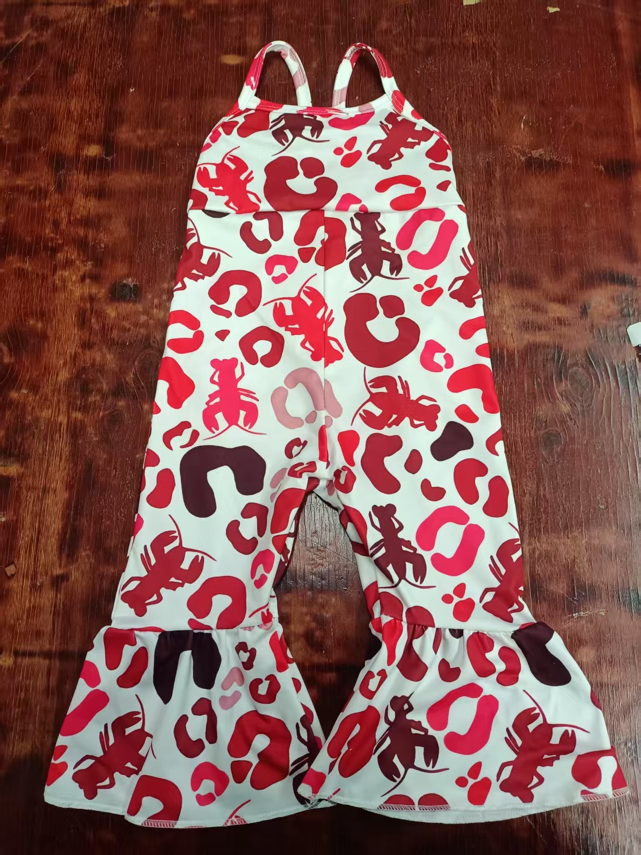 Custom moq 3 eta 6-7weeks baby girls clothes lobster suspender jumpsuit
