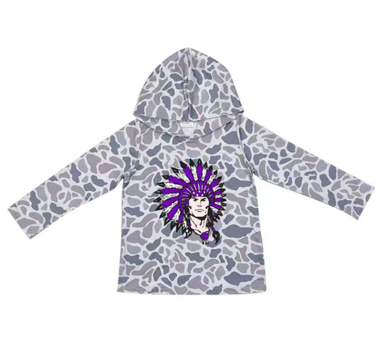 Custom moq 5 mix size milk silk summer team baby girls and boys clothes camouflage hooded long sleeve top-25.10.22