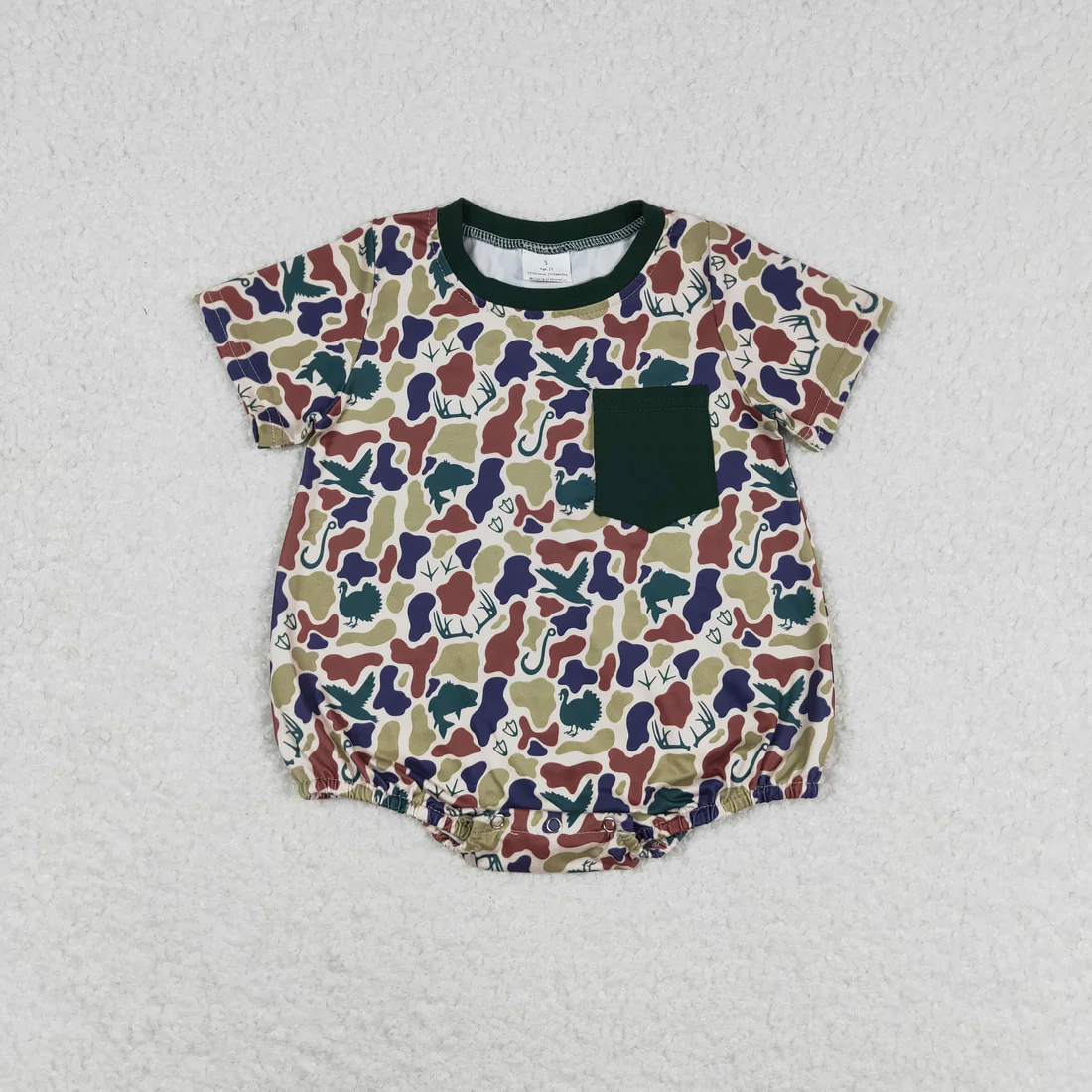 RTS NO MOQ Sibling baby Boys clothes camouflage duck short sleeve rompers
