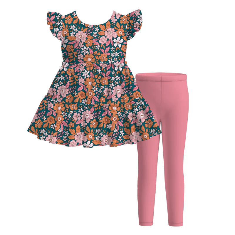 Custom moq 5 each style eta 6-7weeks baby girl clothes summer short sleeve pants sets 4-25.7.21
