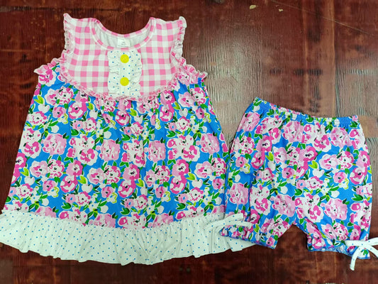 Custom moq 3 eta 6-7weeks baby girls clothes floral sleeveless shorts sets