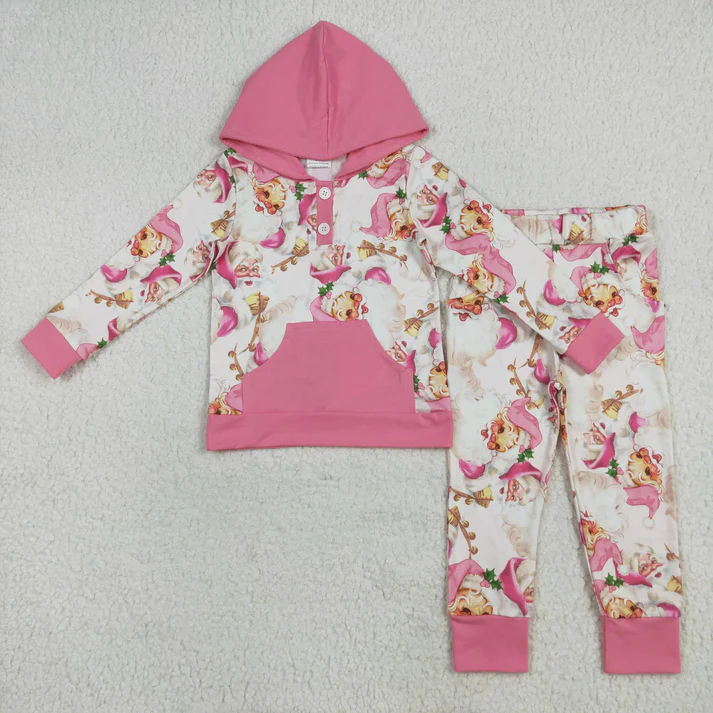 RTS NO MOQ Sibling Baby girls boy clothes Christmas hooded long-sleeved trousers suits