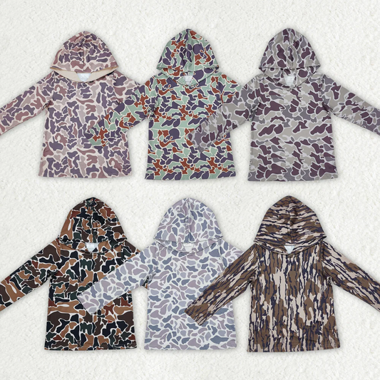 RTS NO MOQ baby girl clothes camouflage hooded long sleeved tops