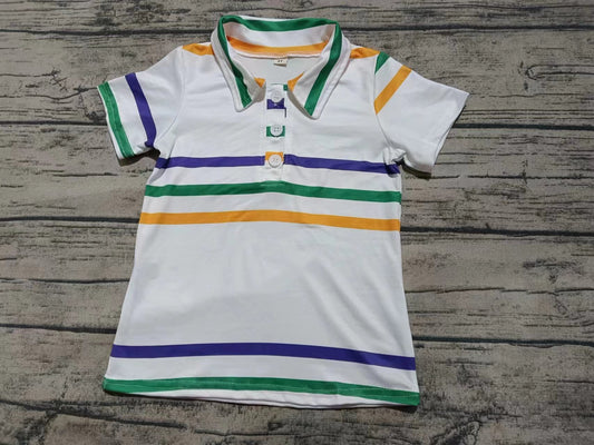 Custom moq 3 eta 6-7weeks baby boys clothes colorful striped button-down short sleeve shirt
