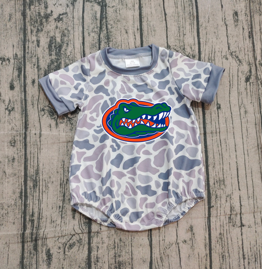 Custom moq 5 mix size milk silk Boy and Girl's Camouflage Gray Camouflage Romper, Milk Silk, Popular, Cute
