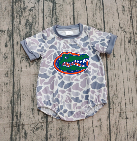 Custom moq 5 mix size milk silk Boy and Girl's Camouflage Gray Camouflage Romper, Milk Silk, Popular, Cute