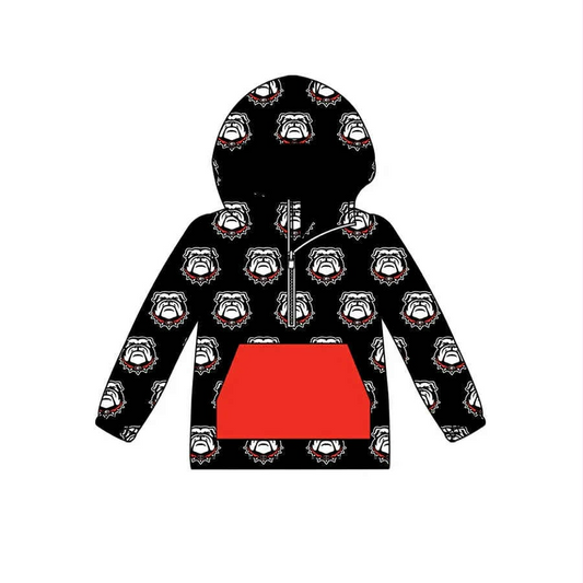 Custom moq 5 mix size milk silk baby girls clothes team black hooded long sleeve top-25.8.1