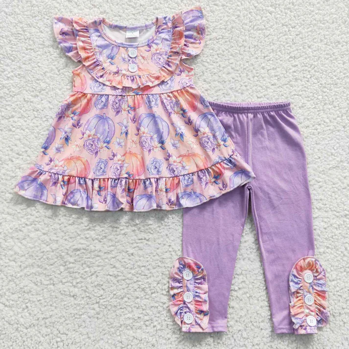 RTS NO MOQ Sibling baby girl clothes Halloween short sleeve pants Sets