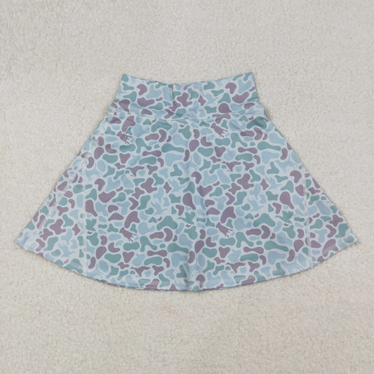 RTS NO MOQ（In Stock) GLK0132 Adult Women's Duck and Puppy Light Brown and Green Camouflage Yoga Skirt