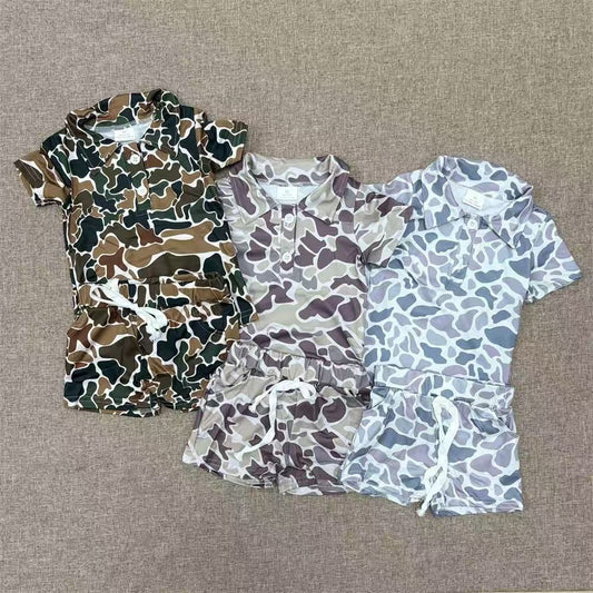 RTS NO MOQ Sibling baby boy Clothes camouflage short sleeve shorts Sets