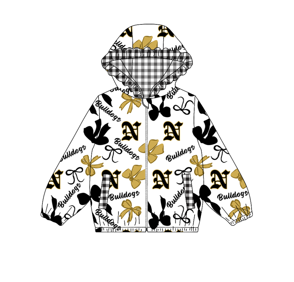 Custom moq 8 mix size milk silk summer team baby girls clothes bow hooded long sleeve top-25.9.19