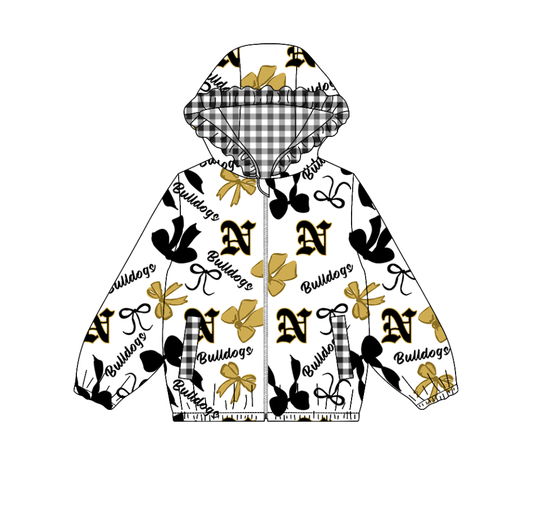 Custom moq 8 mix size milk silk summer team baby girls clothes bow hooded long sleeve top-25.9.19