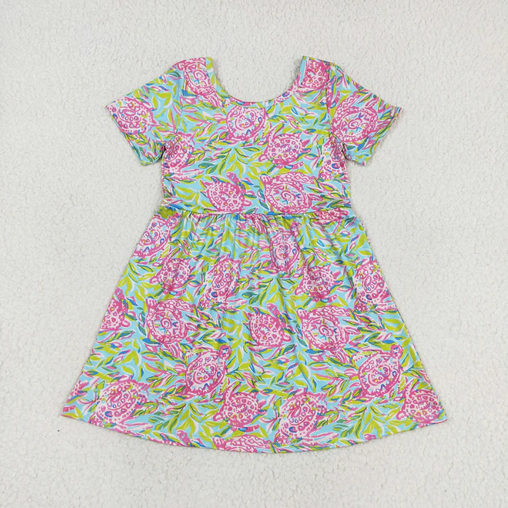 RTS baby girls clothes floral pattern short Sleeve dress