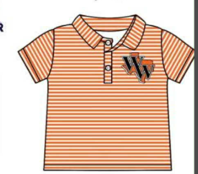 Custom moq 5 mix size milk silk baby girls clothes team sport teams Orange striped boy's cute clothing set