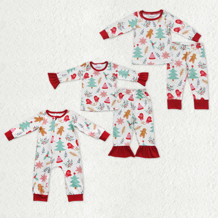 RTS NO MOQ Sibling Baby girls clothes Christmas long-sleeved trousers suit & rompers