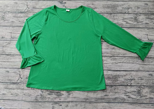Custom moq 3 eta 6-7weeks Adult pure green trumpet sleeve long sleeve top
