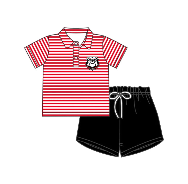 Deadline August 28 custom no moq eta 6-8weeks Red striped short-sleeved shorts boy suit