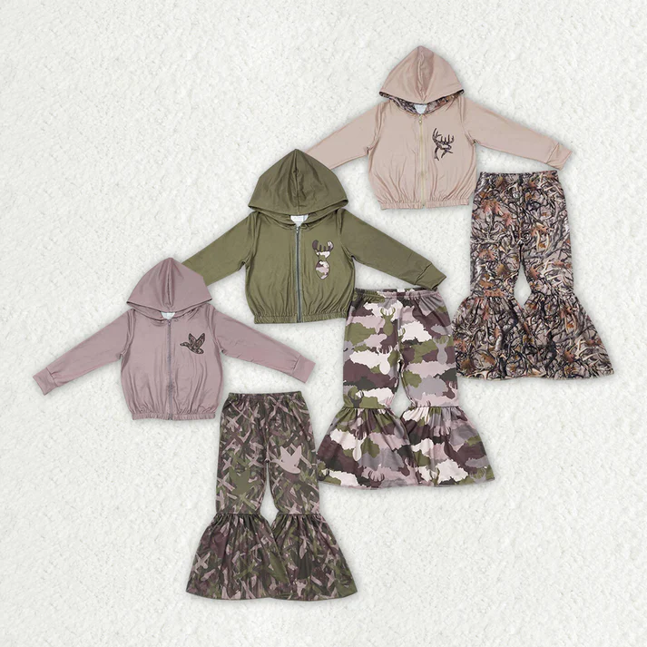RTS NO MOQ Baby Boys Clothes Camouflage duck Branches Hooded long-sleeved pants set'
