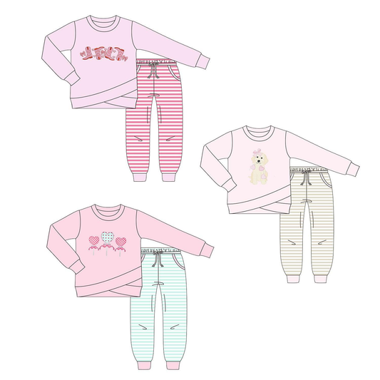 Custom moq 5 each style eta 6-7weeks baby girl clothes long sleeve pants set 3-25.8.25