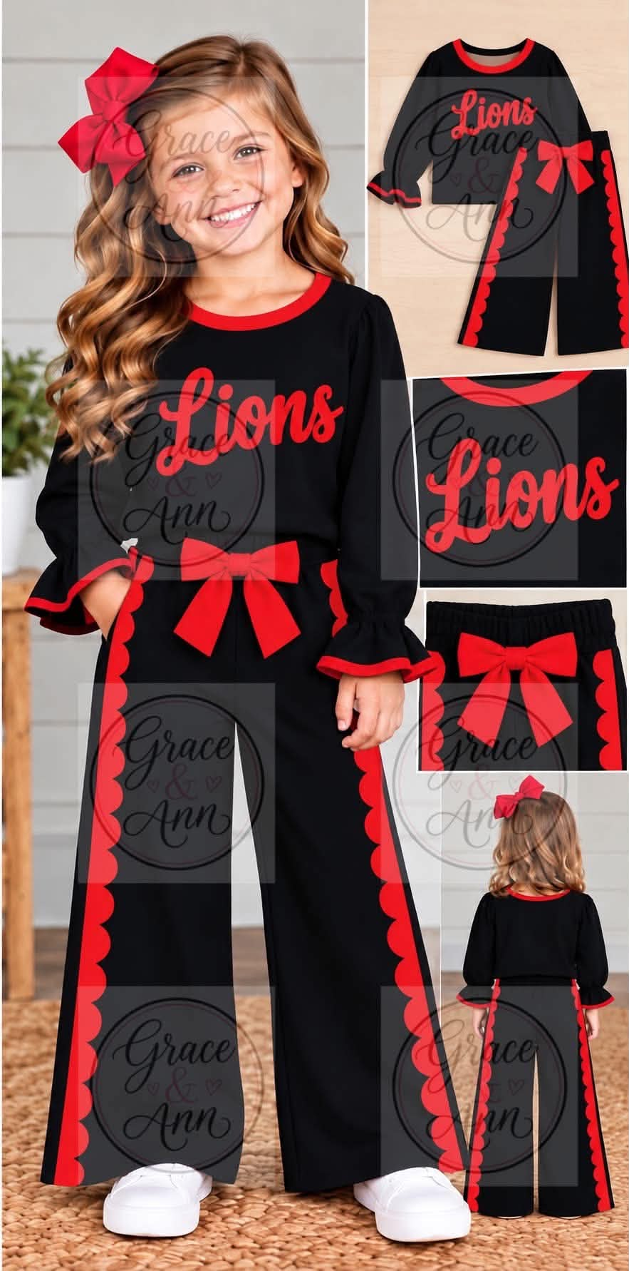 custom moq 5 mix size MelissaRR0103 Baby Kids Black Letter Ruffle Sleeve Top Wide Leg Pants Outfit Set