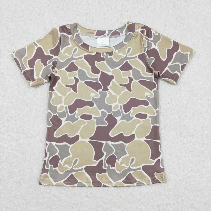 RTS NO MOQ Sibling Baby boy girl clothes camouflage short Sleeve top and Romper Mixed Sizes