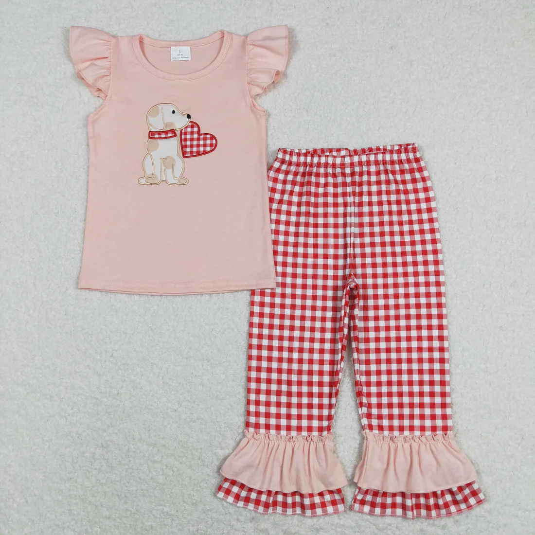 RTS NO MOQ Sibling baby boy girl clothes embroidery love short-sleeved pants suit & brief sets