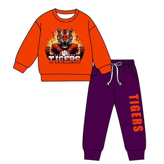 Custom moq 5 mix size milk silk summer teams baby boy clothes orange purple long sleeve pants sets-25.11.5