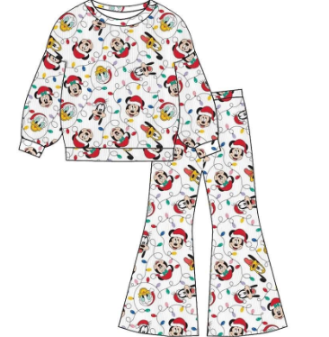 Custom moq 5 mix size milk silk summer baby girl clothes Christmas long sleeve pants sets 4-25.8.15