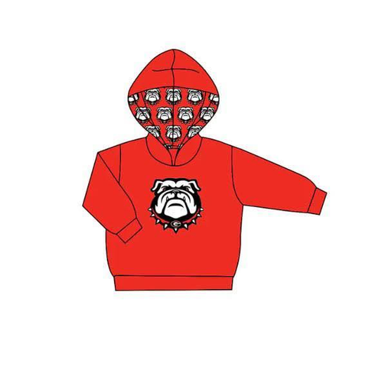 Custom moq 5 mix size milk silk baby girls clothes team red hooded long sleeve top-25.8.1