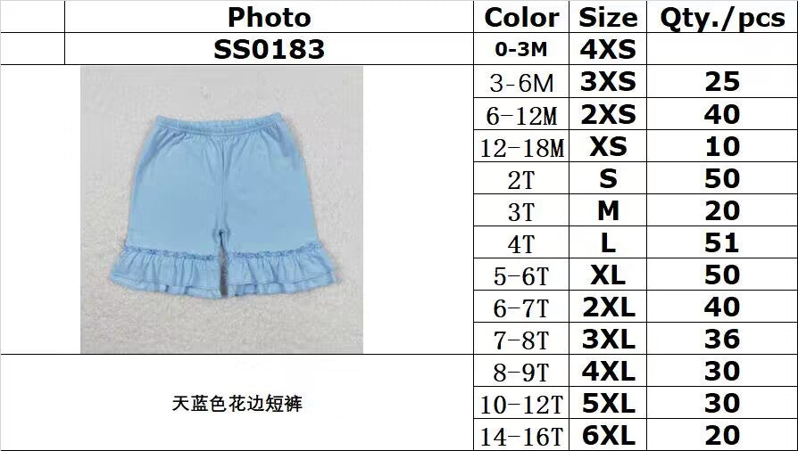 SS0183 sky blue lace shorts