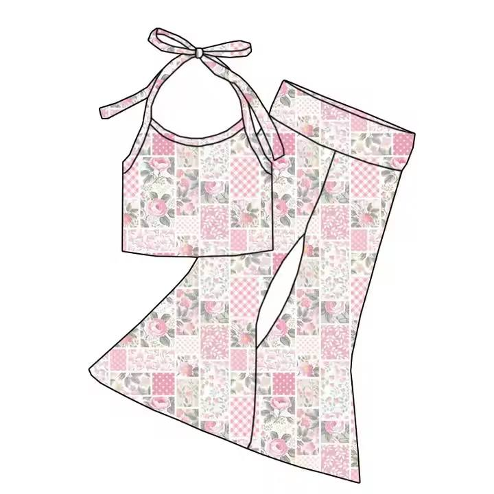 Custom moq 5 each style eta 6-7weeks baby girl clothes short sleeve pants sets-25.7.28