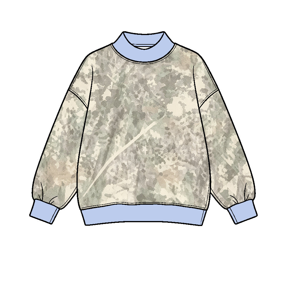 custom moq 5 mix size NB010623 Adult Camo Print Long Sleeve Sweatshirt Casual Pullover Top