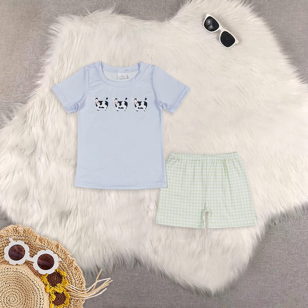 RTS NO MOQ boy clothes cow short sleeve Clothes Sets romper