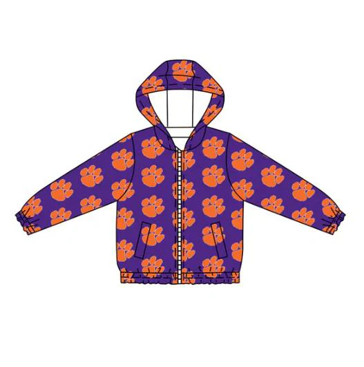 Custom moq 5 mix size milk silk baby girls clothes team purple hooded long sleeve jacket-25.7.25