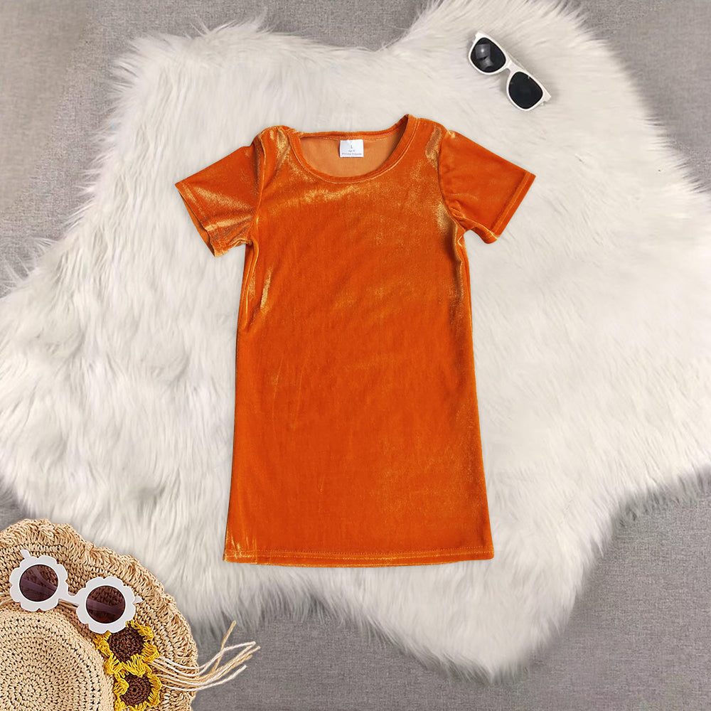 RTS NO MOQ Sibling baby girl clothes Velvet short sleeve dresses