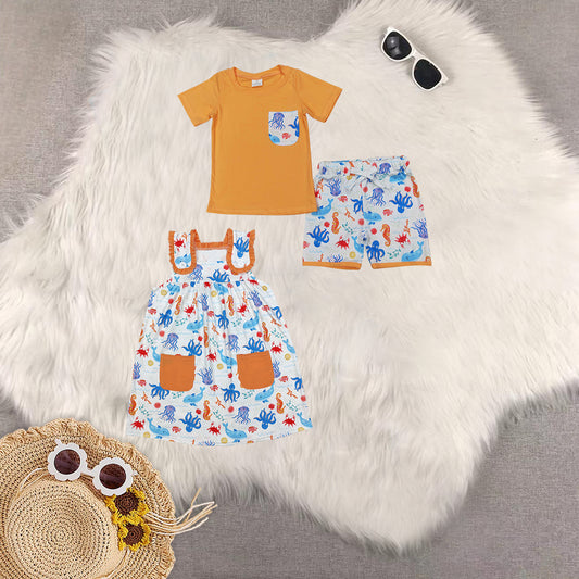 RTS NO MOQ baby Girls Clothes short sleeve shorts Sets and dress