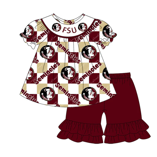 Custom summer teams baby girls clothes team brick red short sleeve shorts sets 2 and briefs sets and rompers-25.7.23