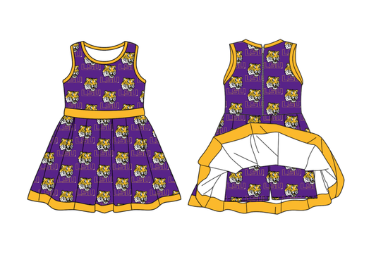 Custom moq 8 each style eta 6-8weeks yoga material baby girl clothes team purple sleeveless dress-25.9.29